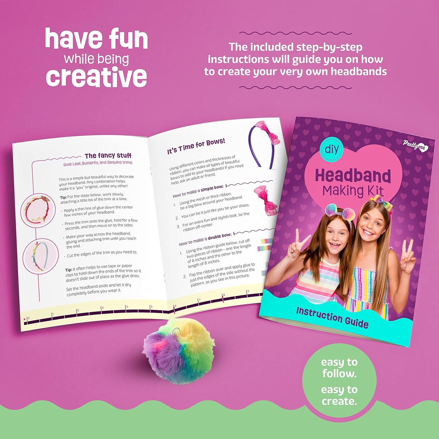 Pretty Me Headband Making Kit for Girls - Make Your Own Fashion Headbands for Kids - DIY Hair Accessories Set - Arts & Crafts Gift for Ages 5-12 Year Old Girl - Little Children's Art & Craft Gifts