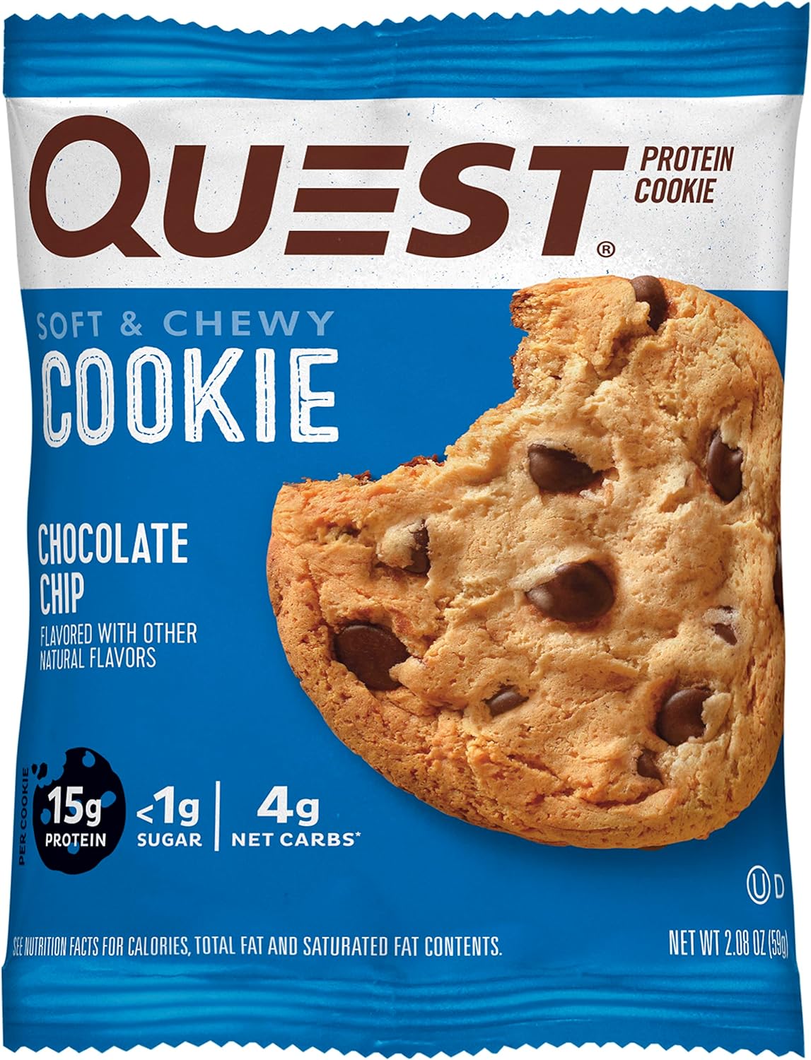 Quest Nutrition Chocolate Chip Protein Cookie; Keto Friendly; High Protein; Low Carb; 12 Count