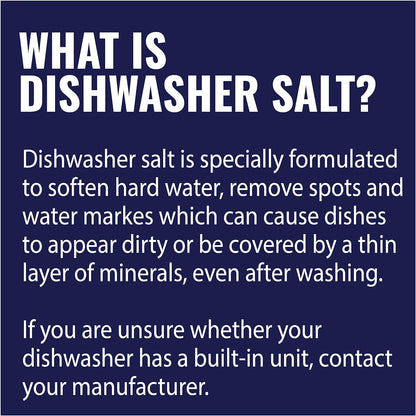 Dishwasher Salt - All-Natural Water Softener Salt for a Clean Finish - Compatible with Bosch, Miele, Thermador, Whirlpool Dishwashers and More - Food-Grade Coarse Sea Salt (5 lb Bag)