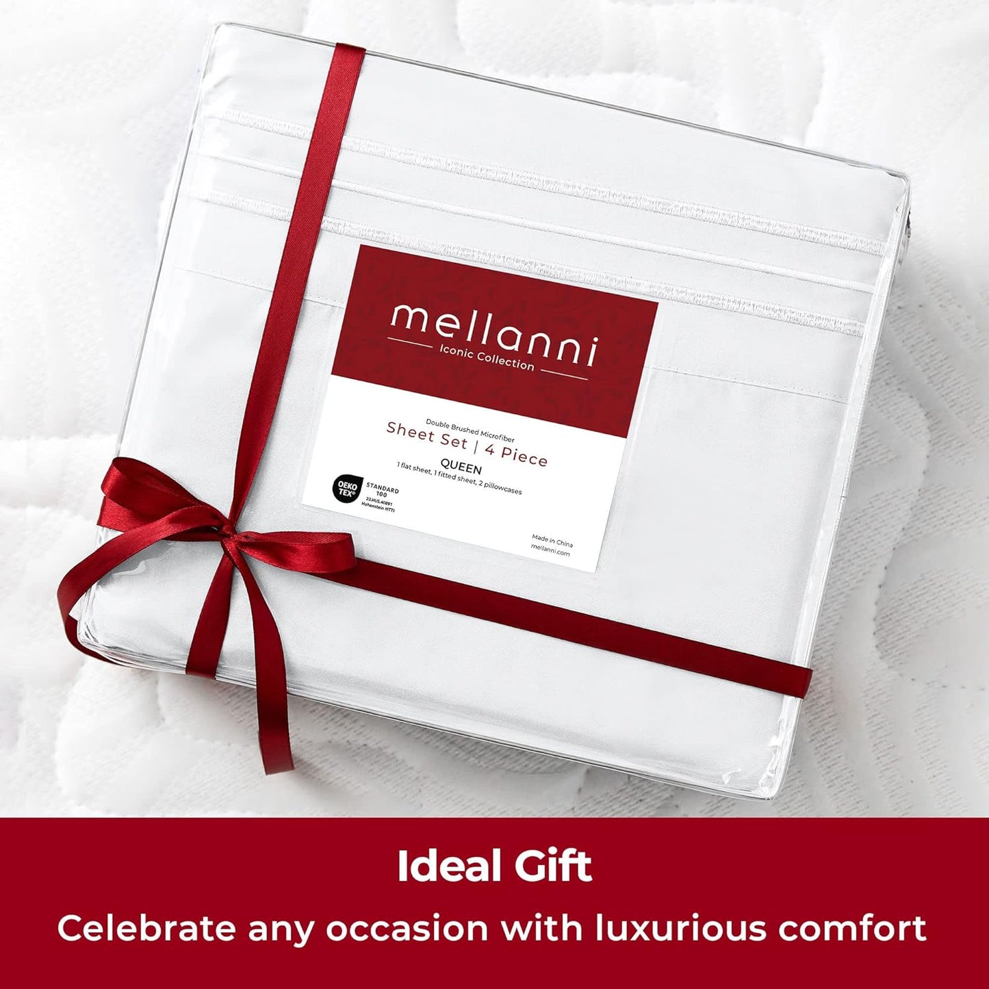 Mellanni Queen Sheet Set - 4 PC Iconic Collection Bedding Sheets & Pillowcases - Hotel Luxury, Extra Soft, Cooling Bed Sheets - Deep Pocket up to 16" - Wrinkle, Fade, Stain Resistant (Queen, White)