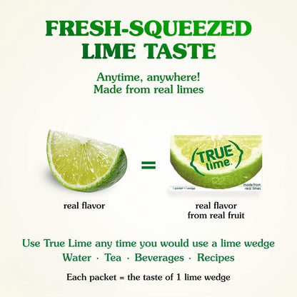 TRUE LIME Water Enhancer, Bulk Dispenser Pack, 0 Calorie Drink Mix Packets, Sugar Free Flavoring Powder, Water Flavo Made with Real Limes, 100 Count (Pack of 1)