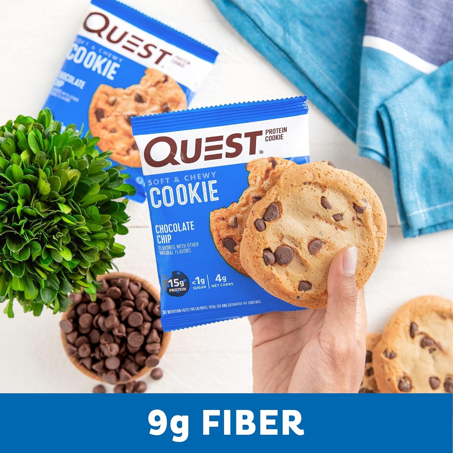 Quest Nutrition Chocolate Chip Protein Cookie; Keto Friendly; High Protein; Low Carb; 12 Count