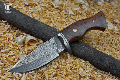 Custom Handmade Damascus Steel Hunting knife - Hand Forged Camping Knife - Gift For Him (A-096)