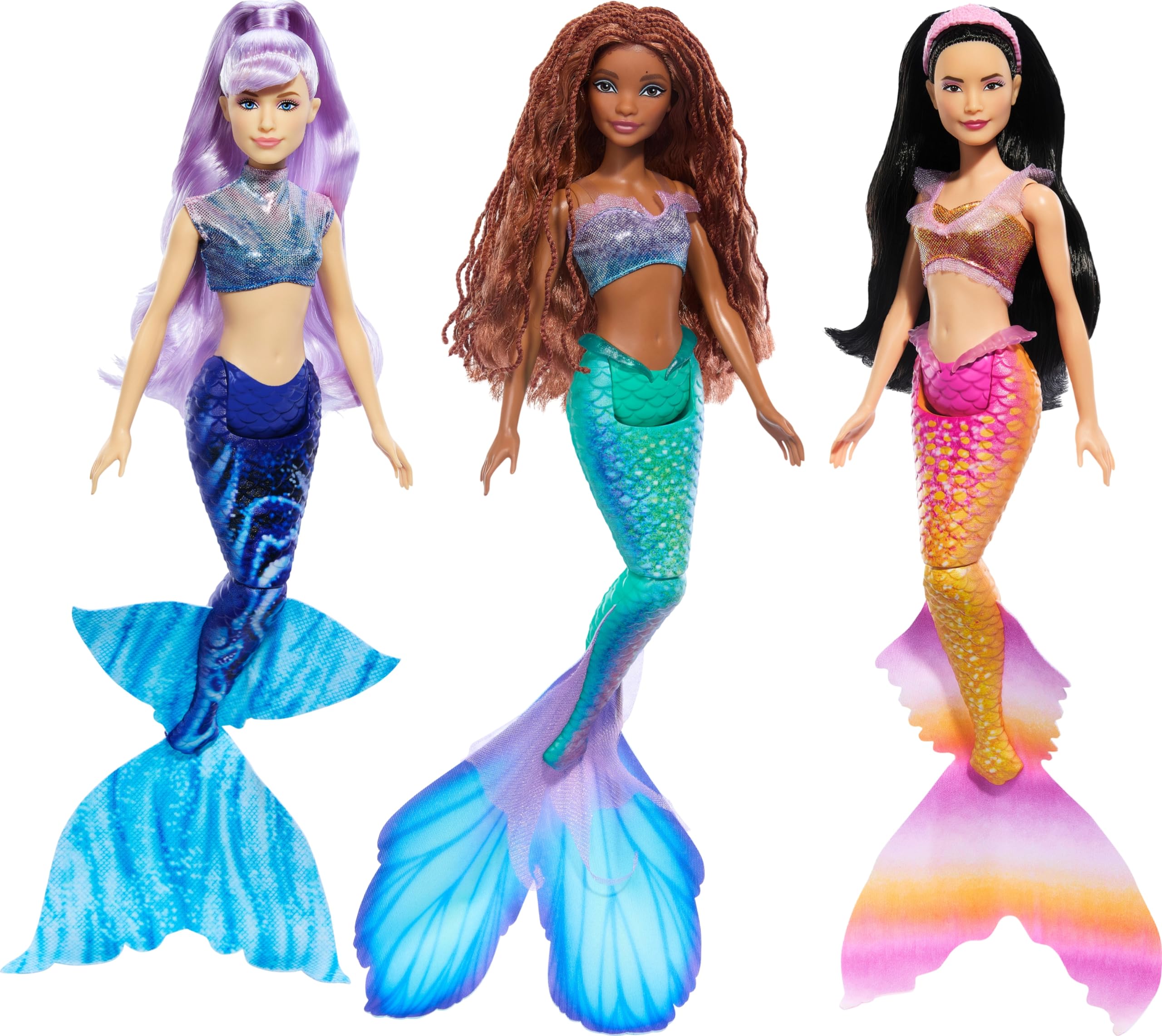 Mattel Disney The Little Mermaid Ariel Sisters Doll Set with 3 Fashion Mermaid Dolls, Includes Mala, Karina, and Ariel