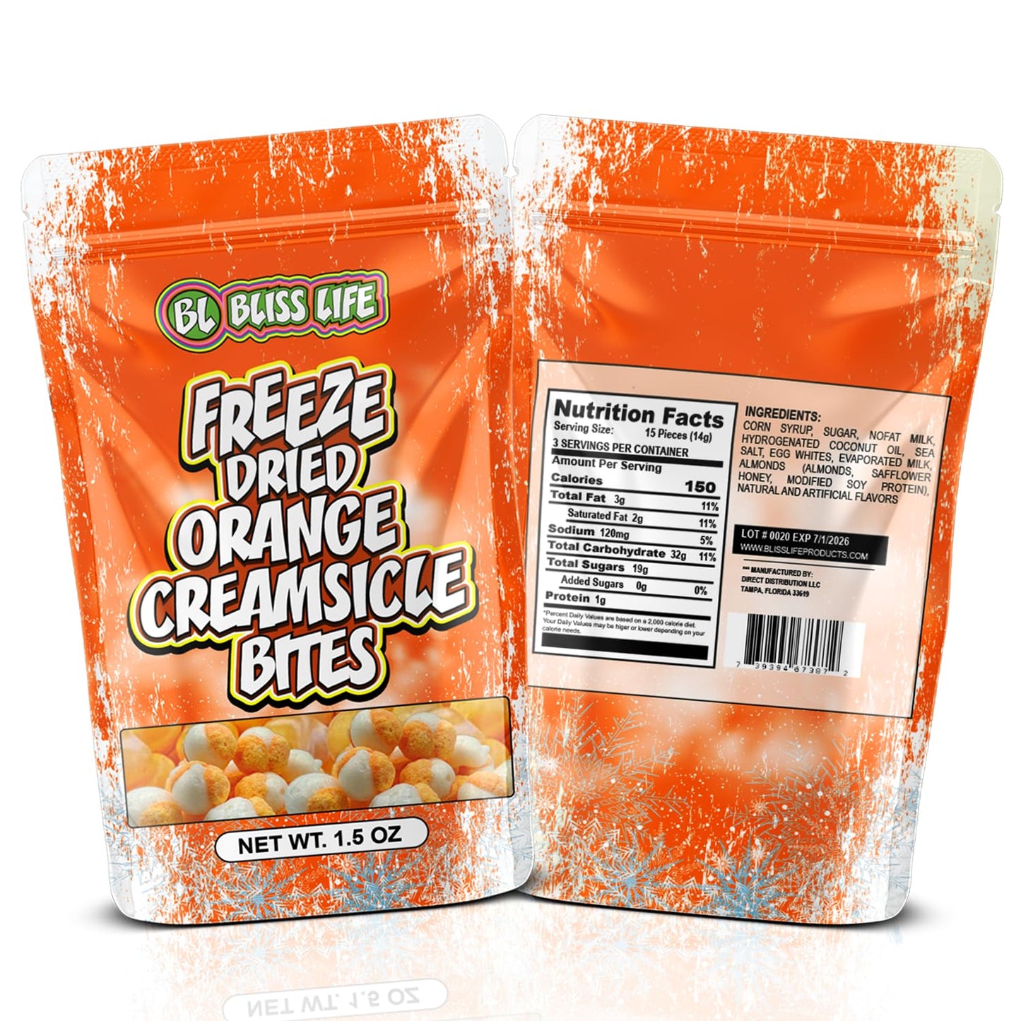 Bliss Life Freeze Dried Candy Bites Variety Pack Strawberries and Cream S'mores Caramel Apple Orange Creamsicle (Orange Creamsicle, 1 Count)
