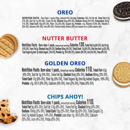 OREO Original, OREO Golden, CHIPS AHOY! & Nutter Butter Cookie Snacks Variety Pack, 56 Snack Packs (2 Cookies Per Pack)