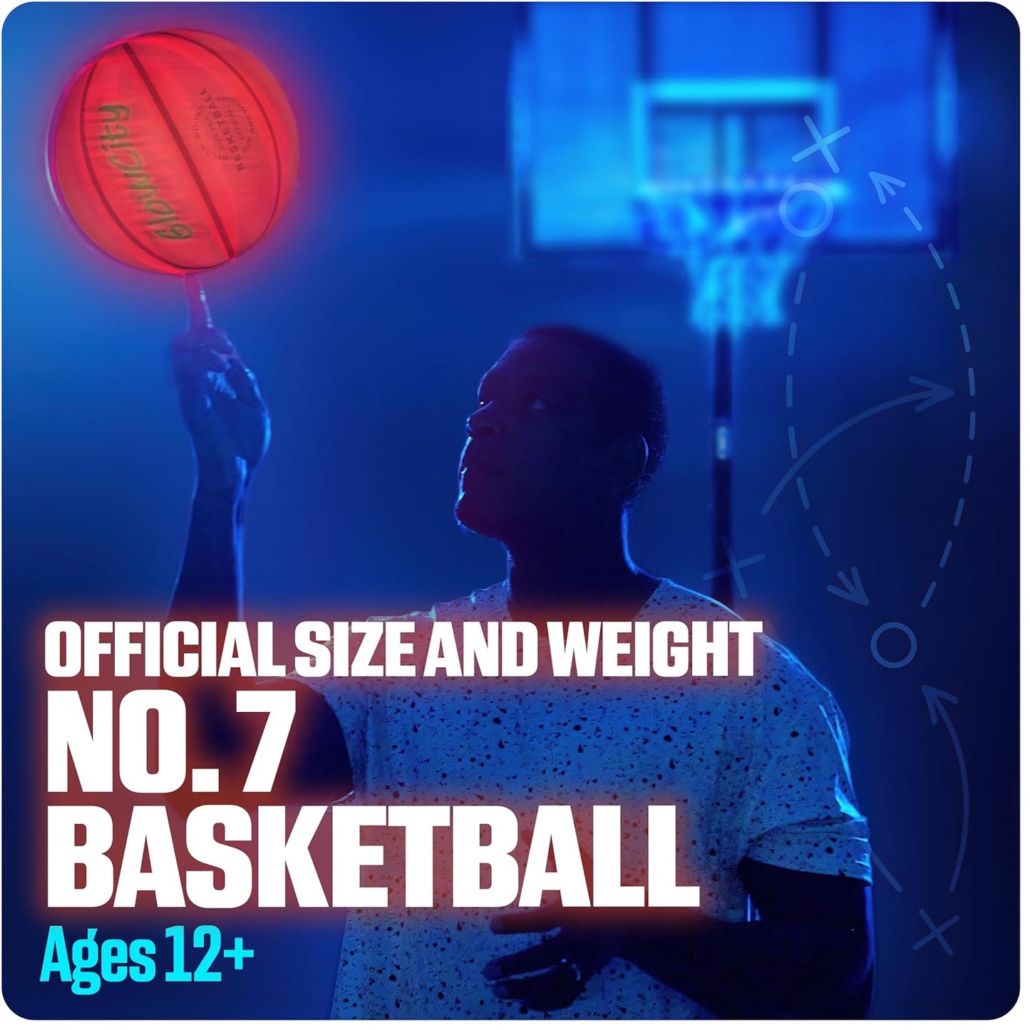 GlowCity Glow in The Dark Basketball for Teen Boy - Glowing Red Basket Ball, Light Up LED Toy for Night Ball Games - Sports Stuff & Gadgets for Kids Age 8 Years Old and Up