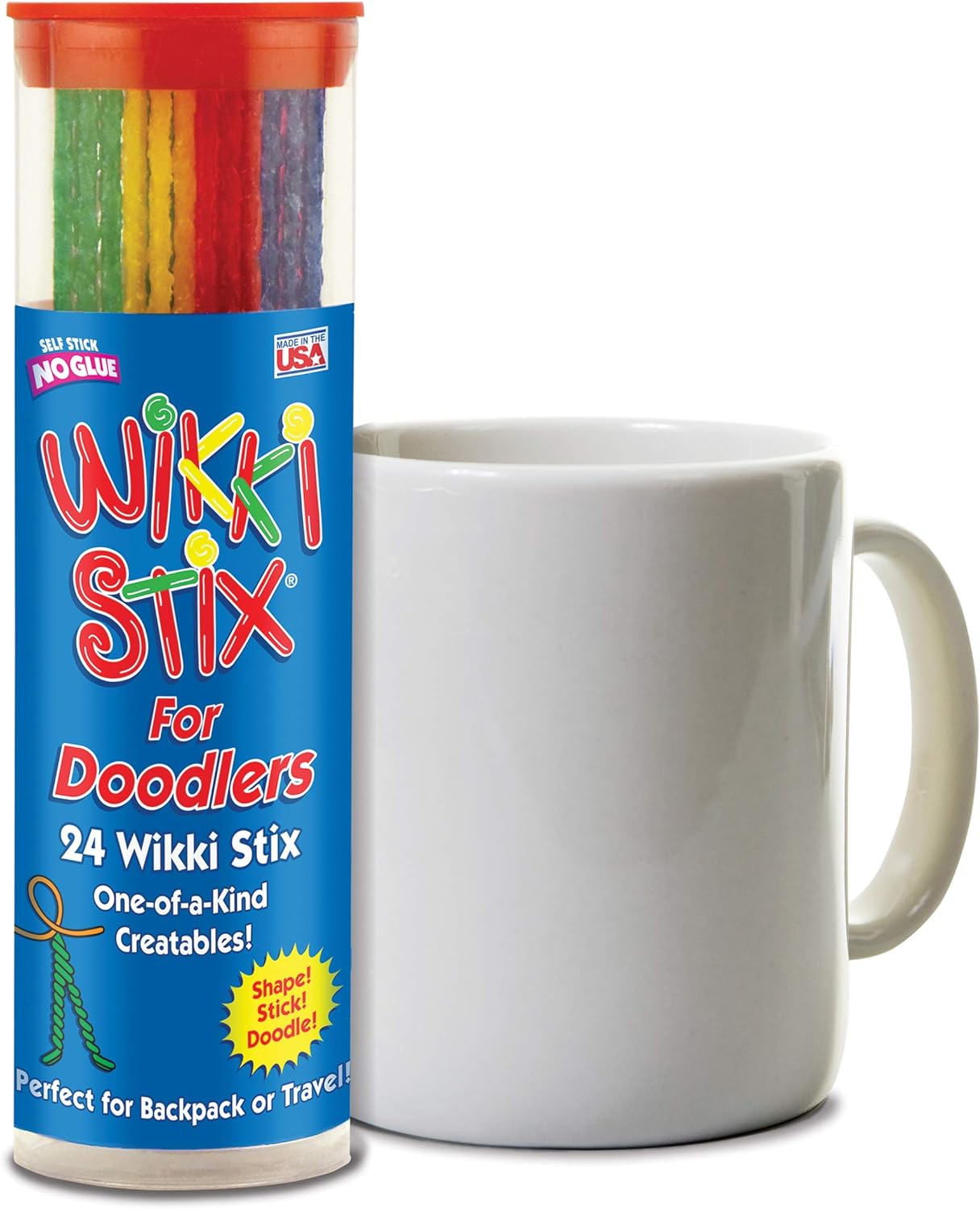 Wikki Stix Doodler, Fidget Toy Plus Arts & Crafts for Kids; Non-Toxic Waxed Yarn, Reusable Hands-on Fun! 6-inch Assorted Colors; 24-Pack.