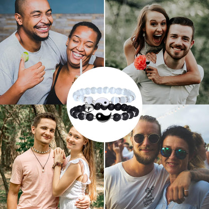 SmileBelle Magnetic Bracelets for Couples Gift Matching Couple Bracelets for Boyfriend Girlfriend Jewelry as Valentines Day Gifts for her, His and Hers Yin Yang Long Distance Relationship Bracelet