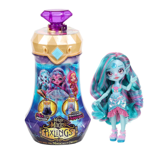 Magic Mixies Pixlings. Marena The Mermaid Pixling. Create and Mix A Magic Potion That Magically Reveals A Beautiful 6.5" Pixling Doll Inside A Potion Bottle!, Small