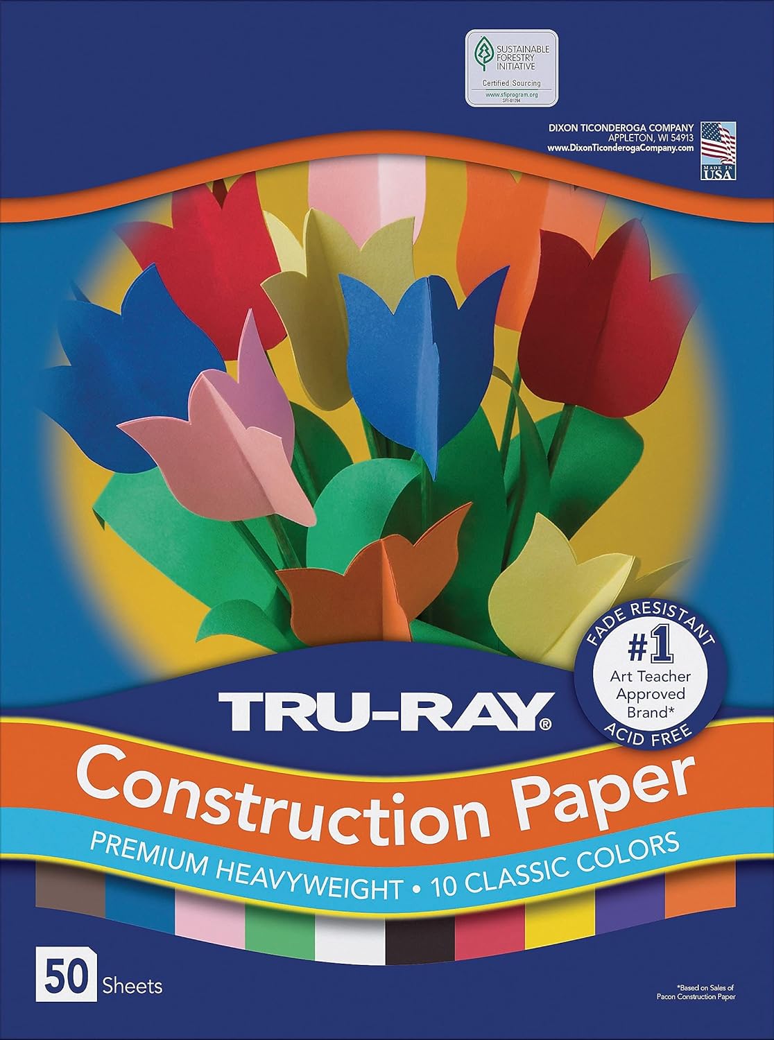 Tru-Ray Construction Paper P103031, 10 Classic Colors, 9" x 12", 50 Sheets
