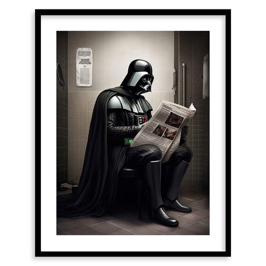 Star Wars Bathroom Décor Art Print - Premium Giclee Fine Art Print - Aesthetic Modern Vintage Painting Style Darth Vader Stormtrooper Yoda Print Poster for Bathroom Wall Decor, Ready to Frame