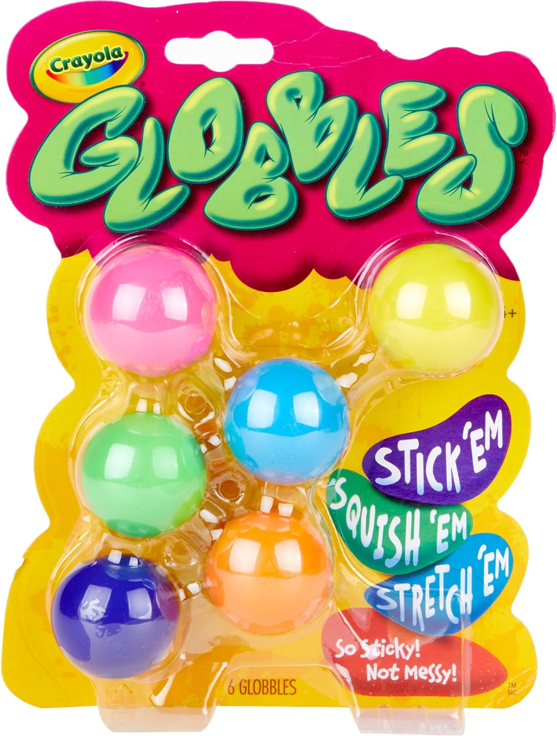 Crayola Globbles Fidget Toy (6ct), Sticky Fidget Balls, Squish Gift for Kids, Sensory Toys, Ages 4, 5, 6, 7, 8