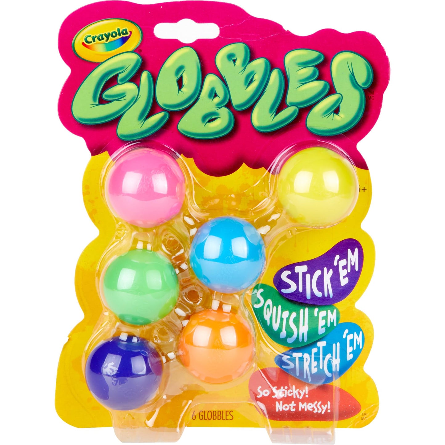 Crayola Globbles Fidget Toy (6ct), Sticky Fidget Balls, Squish Gift for Kids, Sensory Toys, Ages 4, 5, 6, 7, 8