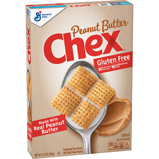 General Mills Peanut Butter Chex Cereal, Gluten Free Breakfast Cereal, Made with Whole Grain, 12.2 OZ