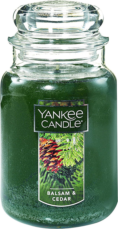 Yankee Candle Balsam & Cedar Scented, Classic 22oz Large Jar Single Wick Candle, Over 110 Hours of Burn Time | Holiday Gifts for All