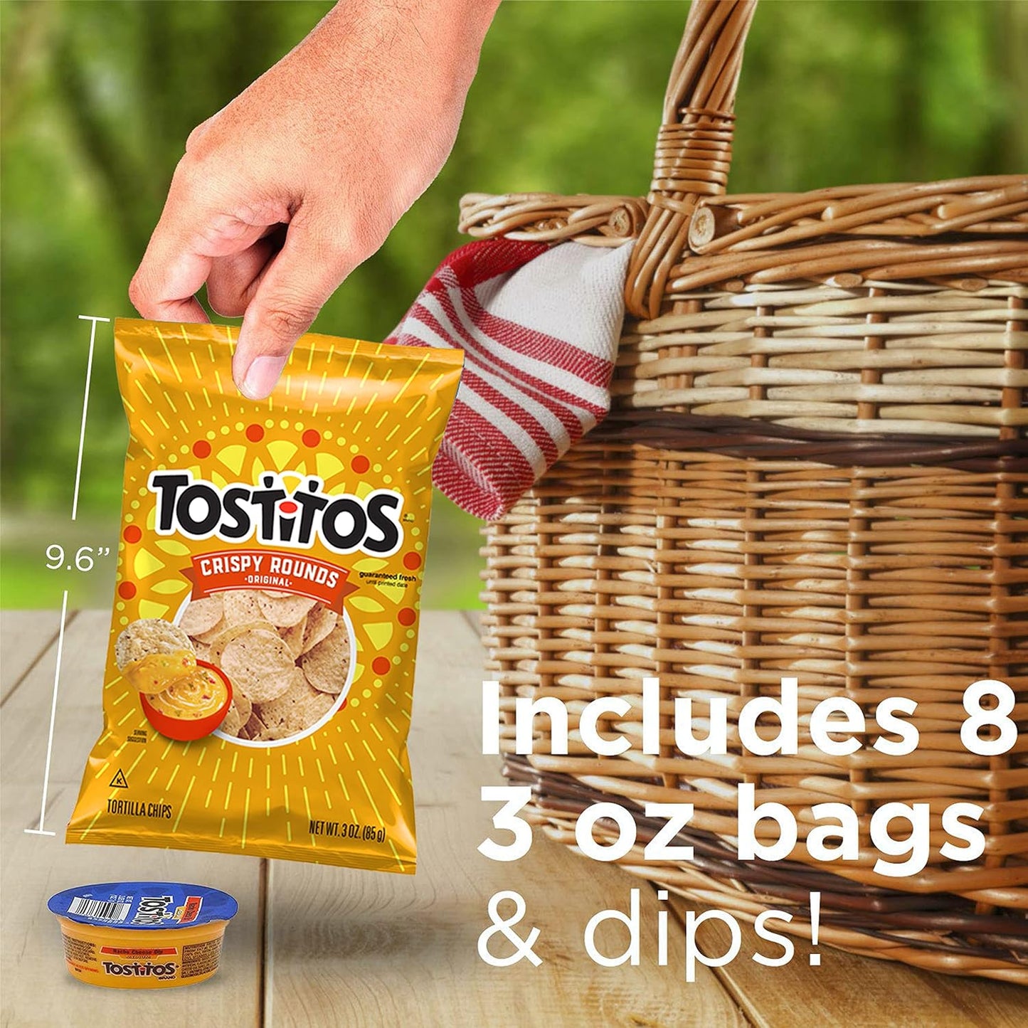 Tostitos Variety Bite Sized Rounds Salsa Cups Nacho Cheese Cups, Chip and Dip Pack, 16 Count