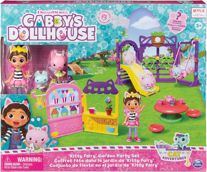 Gabby’s Dollhouse, Kitty Fairy Garden Party, 18-Piece Playset with 3 Toy Figures, Surprise Toys & Dollhouse Accessories, Kids Toys for Girls & Boys 3+