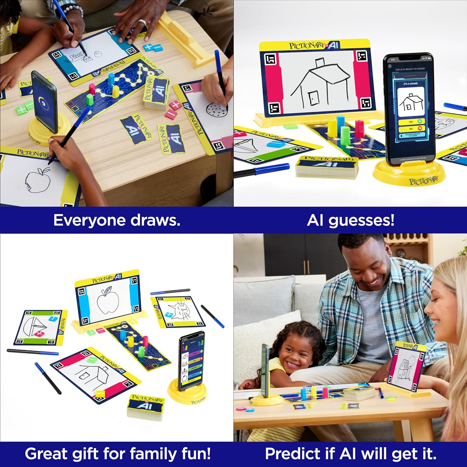 Mattel Games Pictionary Vs. AI Family Game for Kids and Adults and Game Night Using Artificial Intelligence for 2 – 4 Players