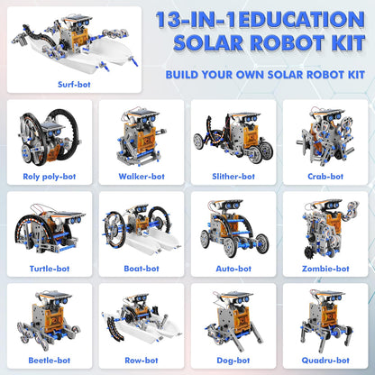 STEM 13-in-1 Education Solar Power Robots Toys for Boys Age 8-12, Educational Toy DIY Science Kits for Kids, Building Experiment Robotics Set Birthday Gifts for 8 9 10 11 12 Years Old Boys Girls Teens