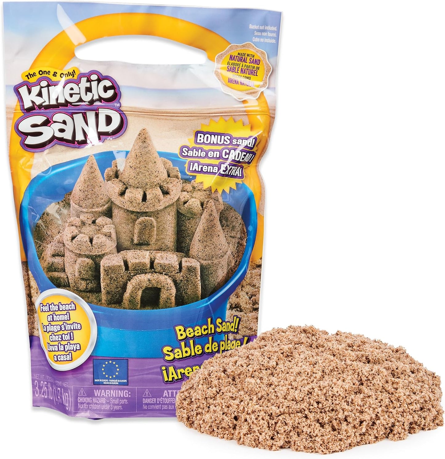 Kinetic Sand, The Original Moldable Play Sand, 3.25lbs Beach Sand, Sensory Toys, Holiday & Christmas Gifts for Kids Ages 3+ (Amazon Exclusive)