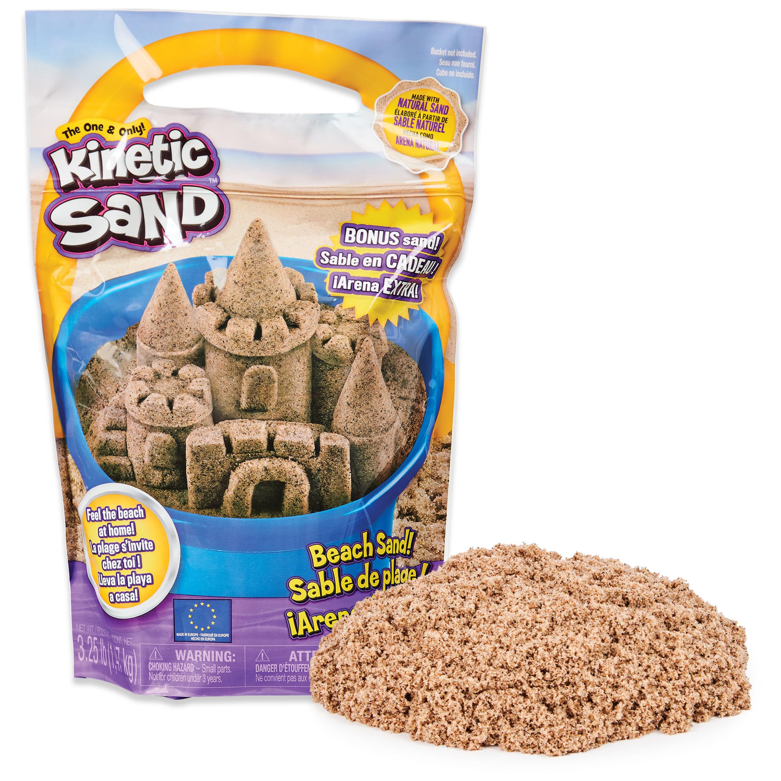 Kinetic Sand, The Original Moldable Play Sand, 3.25lbs Beach Sand, Sensory Toys, Holiday & Christmas Gifts for Kids Ages 3+ (Amazon Exclusive)