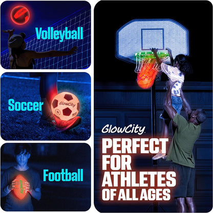 GlowCity Glow in The Dark Basketball for Teen Boy - Glowing Red Basket Ball, Light Up LED Toy for Night Ball Games - Sports Stuff & Gadgets for Kids Age 8 Years Old and Up