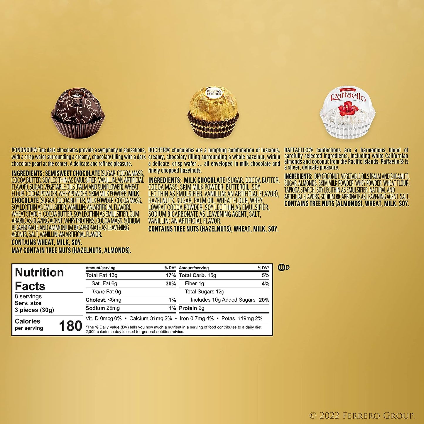 Ferrero Collection, 24 Count, Premium Gourmet Assorted Hazelnut Milk Chocolate, Dark Chocolate And Coconut Chocolates, Luxury Chocolate Holiday Gift Box