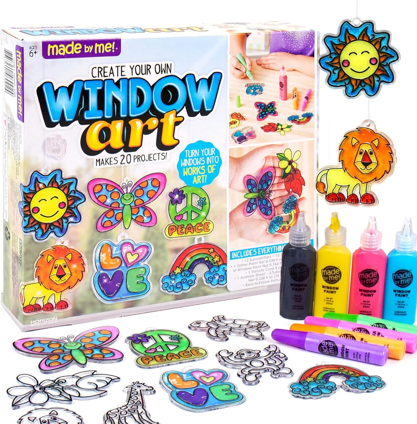 Made By Me Create Your Own Window Art, Paint Your Own DIY Suncatchers, Fun Staycation Activity or Birthday Party Idea, Arts and Craft Kits for Kids Ages 6, 7, 8, 9