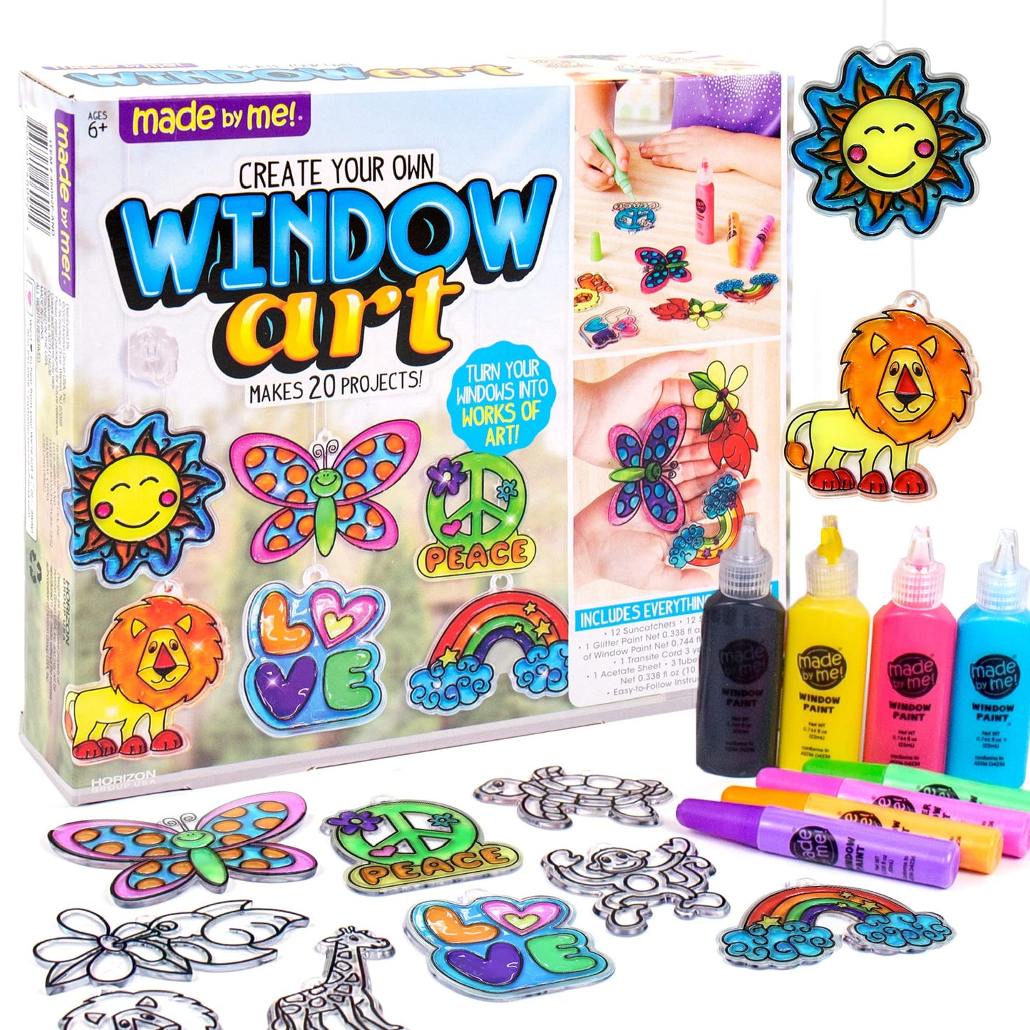 Made By Me Create Your Own Window Art, Paint Your Own DIY Suncatchers, Fun Staycation Activity or Birthday Party Idea, Arts and Craft Kits for Kids Ages 6, 7, 8, 9