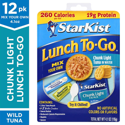 StarKist Lunch To-Go Chunk Light Mix Your Own Tuna Salad, 4.1 Ounce Kit, 12 Pack