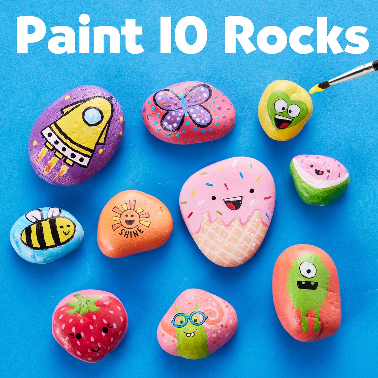 Creativity For Kids Hide and Seek Rock Painting Kit - Arts and Crafts for Kids Ages 6-8+, Gifts for Kids, Craft Kit with 10 Rocks and Waterproof Paint, Small