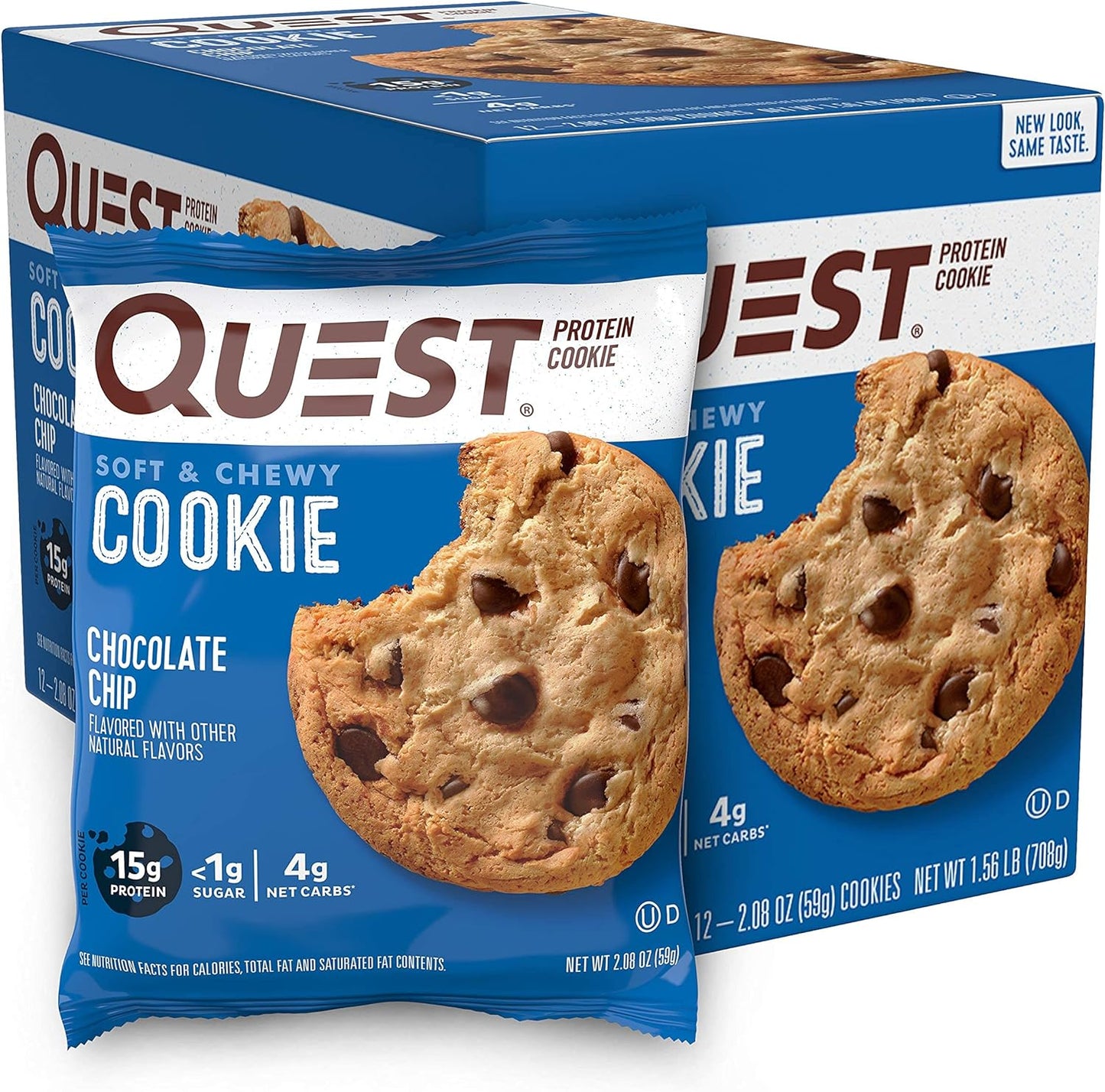 Quest Nutrition Chocolate Chip Protein Cookie; Keto Friendly; High Protein; Low Carb; 12 Count