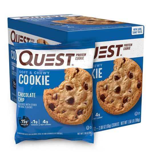 Quest Nutrition Chocolate Chip Protein Cookie; Keto Friendly; High Protein; Low Carb; 12 Count