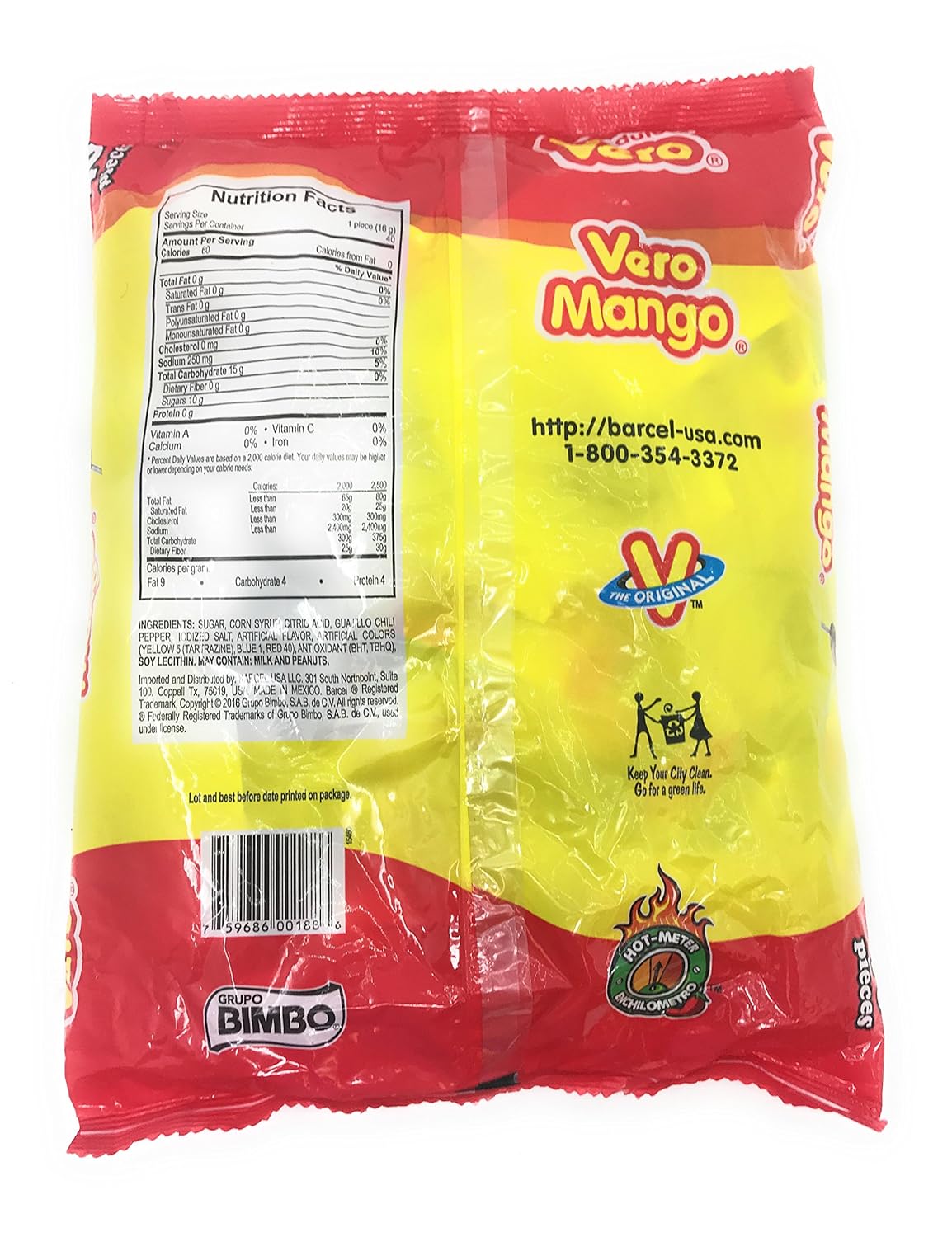 Vero Mango Lollipops Coated with Chili Powder, Hot and Sweet Candy Treat, Artificially Flavored, Net Wt. 1.39 Pound, 40 Count Bag