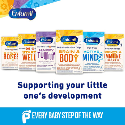 Enfamil Prenatals & Baby Vitamins Poly-Vi-Sol 8 Multi-Vitamins & Iron Supplement Drops for Infants & Toddlers, Supports Growth & Development, 50 mL Dropper Bottle