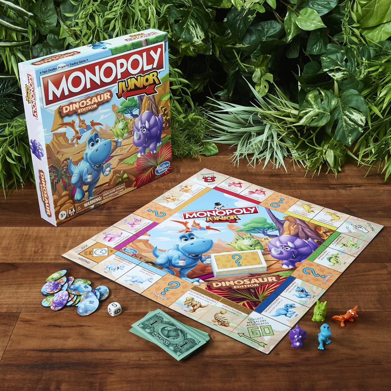 Hasbro Gaming Monopoly Junior Dinosaur Edition Board Game, Kids Board Games, Fun Dinosaur Toys, Dinosaur Board Game for 2-4 Players (Amazon Exclusive)