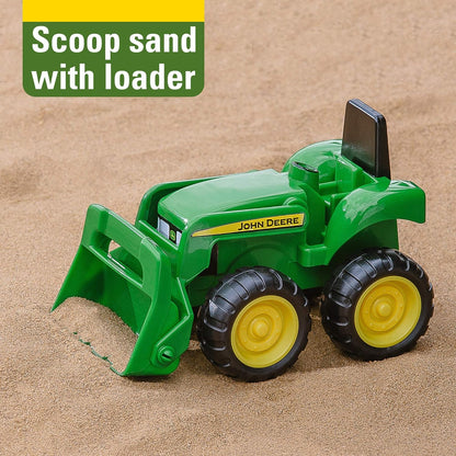 John Deere Sandbox Toys Vehicle Set - Includes Dump Truck Toy, Tractor Toy with Loader - 6 Inch - 2 Count, Green, Frustration Free Packaging