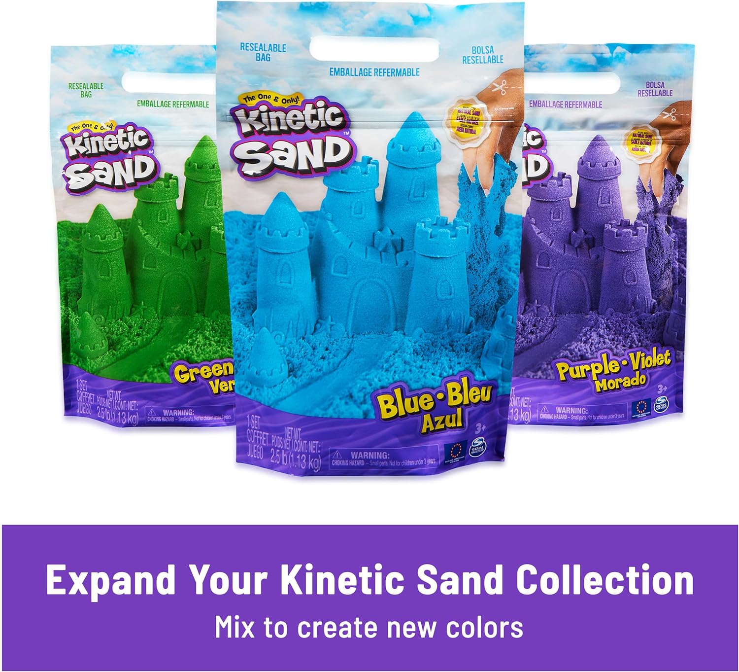 Kinetic Sand Ultimate Sandisfying Set, 2lb of Pink, Yellow and Teal Play Sand, 10 Molds and Tools, Sensory Toys, Christmas Gifts for Kids