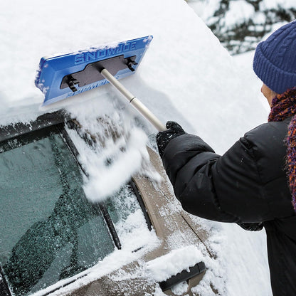 Snow Joe SJBLZD The Original 2-In-1 Telescoping Snow Broom + Ice Scraper w/18-Inch No-Scratch Foam Head, Closed Cell Foam for No Water Absorption, Blue