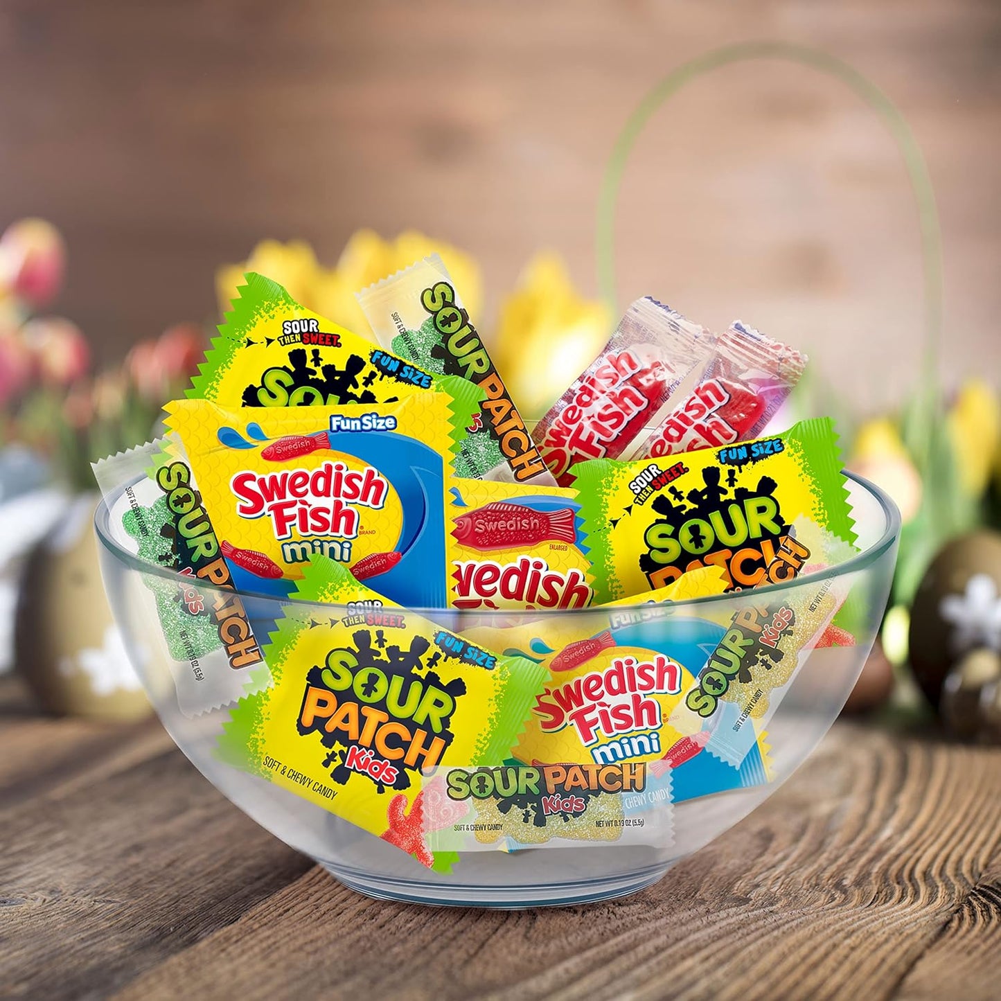 Sour Patch Kids, Sour Patch Kids Big Kids, Swedish Fish and Swedish Fish Mini Soft & Chewy Easter Candy Variety Pack, 140 Snack Packs