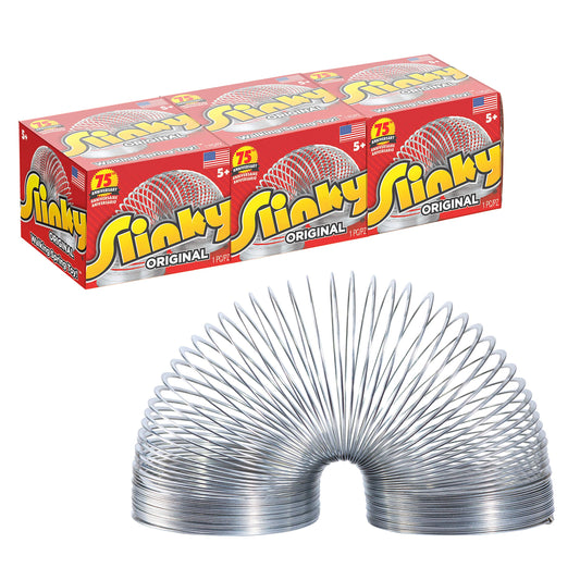 The Original Slinky Walking Spring Toy, 3-Pack Metal Slinky, Fidget Toys, Party Favors and Gifts, Kids Toys for Ages 5 Up, Amazon Exclusive