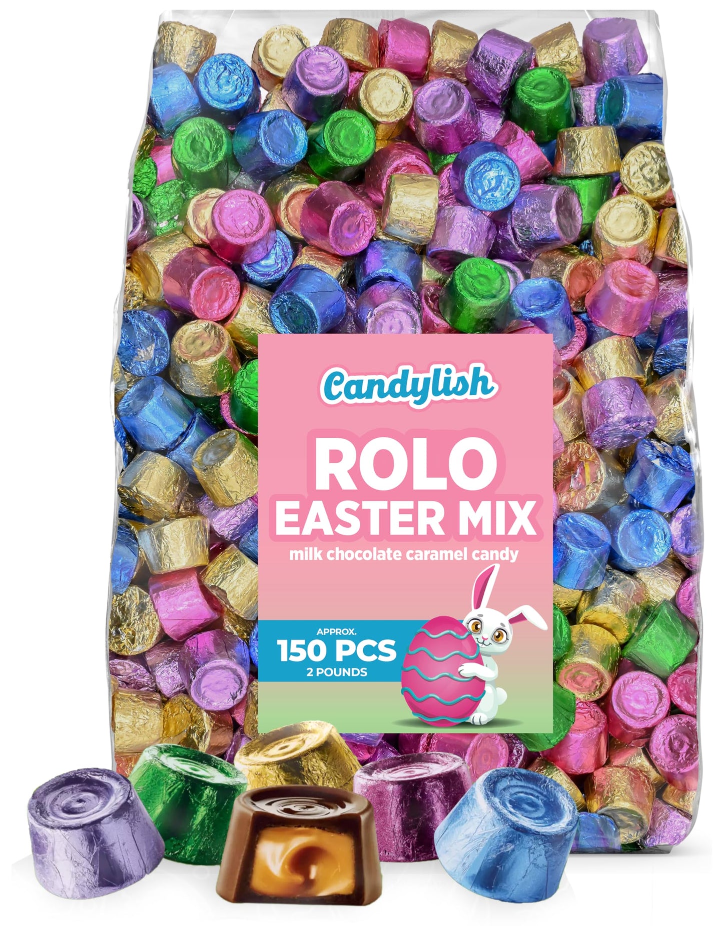 ROLO Easter Milk Chocolate Caramel Candy - 2 LB Bulk Pack - Rich, Creamy Milk Chocolate with Smooth Caramel - Perfect for Easter Baskets, Egg Hunts, and Spring Celebrations