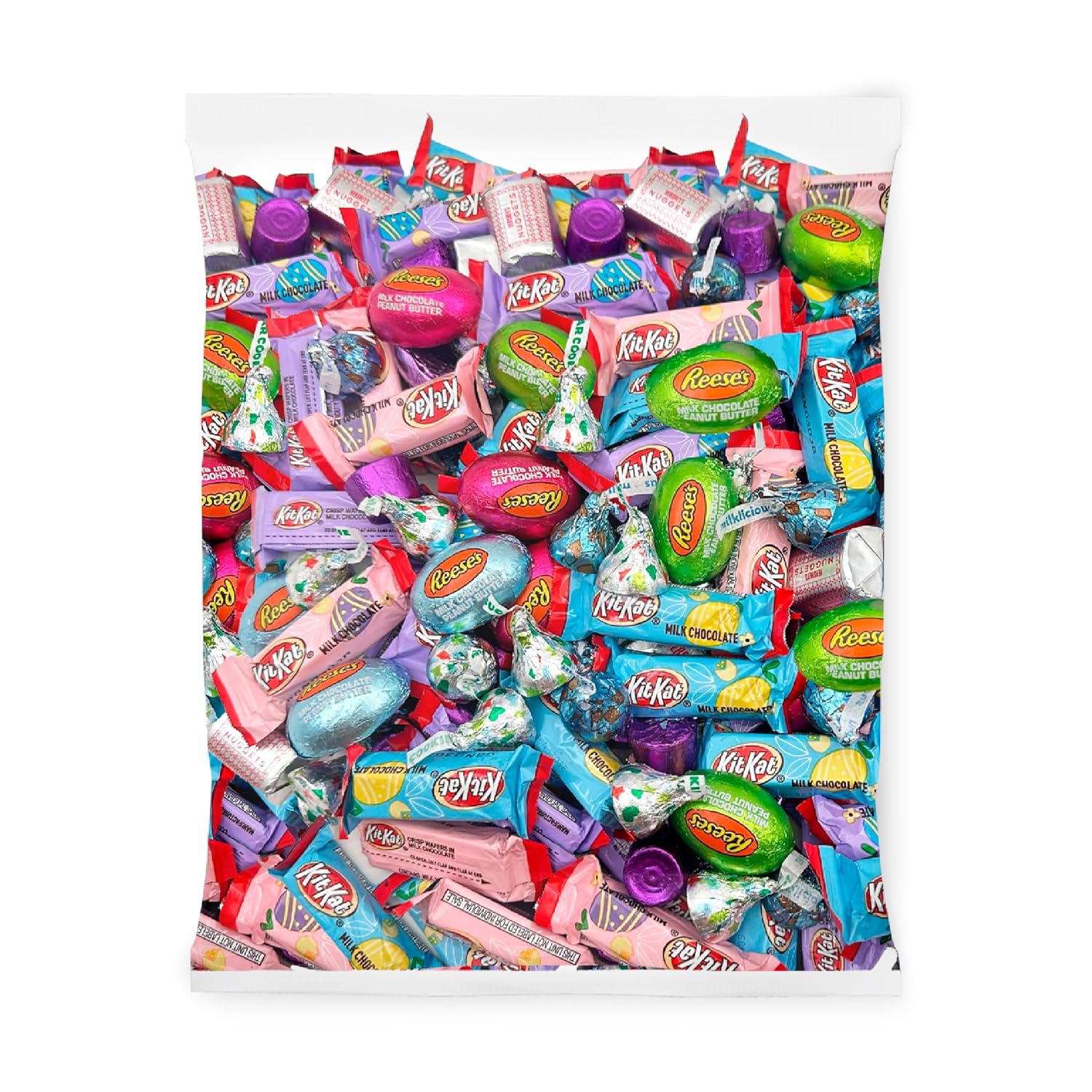 Chocolate Easter Candy Mix - HERSHEY'S KISSES, Peanut Butter Eggs, KITKAT Bars, ROLO, 3-Pound Variety Bag (About 150 Pieces)