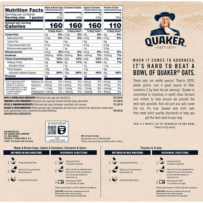 Quaker Instant Oatmeal, 4 Flavor Variety Pack, Individual Packets, 48 Count