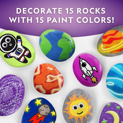 NATIONAL GEOGRAPHIC Glow in The Dark Rock Painting Kit - Arts & Crafts Kit for Kids, Decorate 15 River Rocks with 15 Paint Colors & More Art Supplies, Kids Craft, Kids Art Kit, Kids Activity Kit