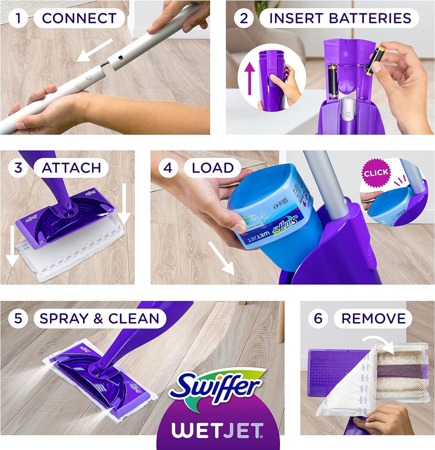 Swiffer WetJet Multi-Purpose Floor Cleaner Solution with Febreze Refill, Lavender Scent, 42.2 Fl Oz (Pack of 2)