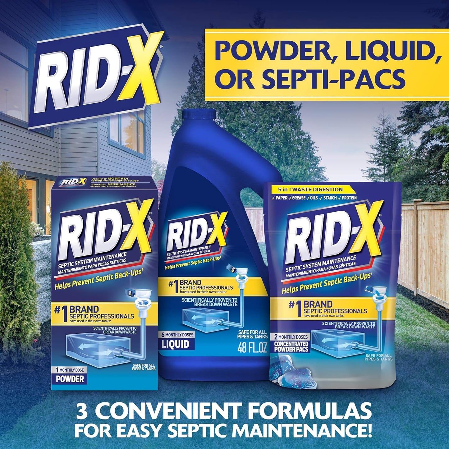 Rid-X Septic System Treatment 3-Monthly Supply Dual Action Septi-Pacs - 3.2 oz