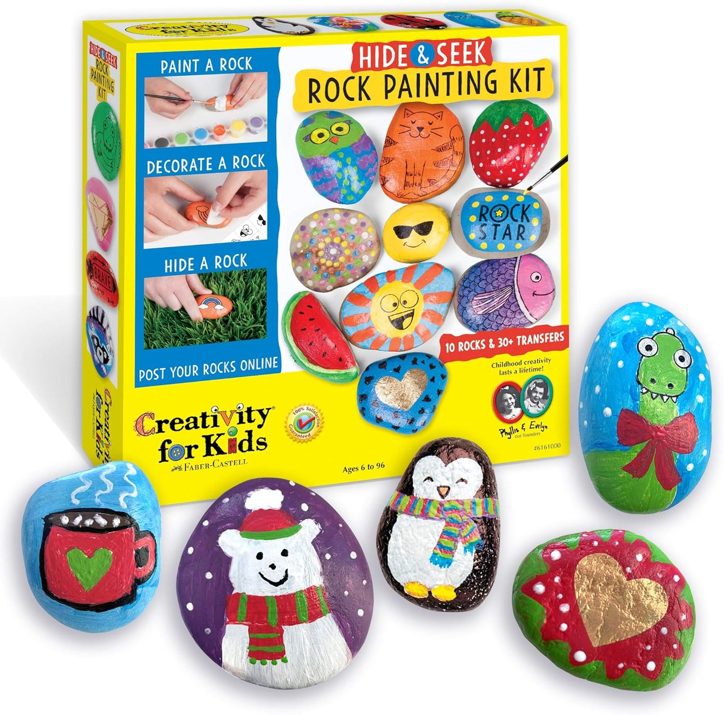 Creativity For Kids Hide and Seek Rock Painting Kit - Arts and Crafts for Kids Ages 6-8+, Gifts for Kids, Craft Kit with 10 Rocks and Waterproof Paint, Small