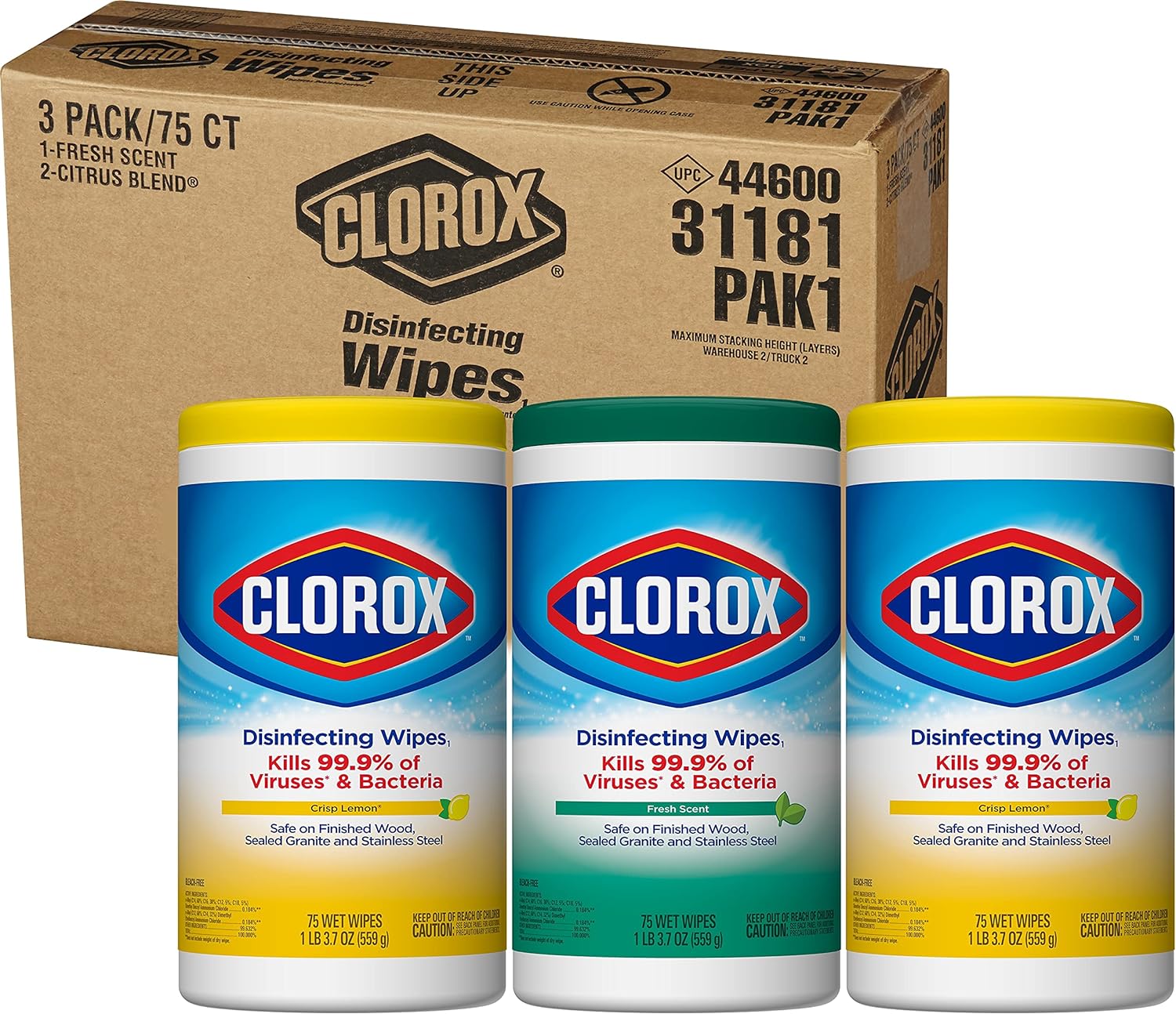 Clorox Disinfecting Wipes Value Pack, Cleaning Wipes, 75 Count Each, Pack of 3 (Package May Vary)